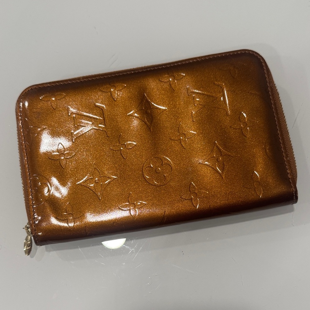 Louis Vuitton Metallic Brown Vernis Zip Wallet